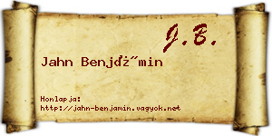 Jahn Benjámin névjegykártya