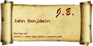 Jahn Benjámin névjegykártya